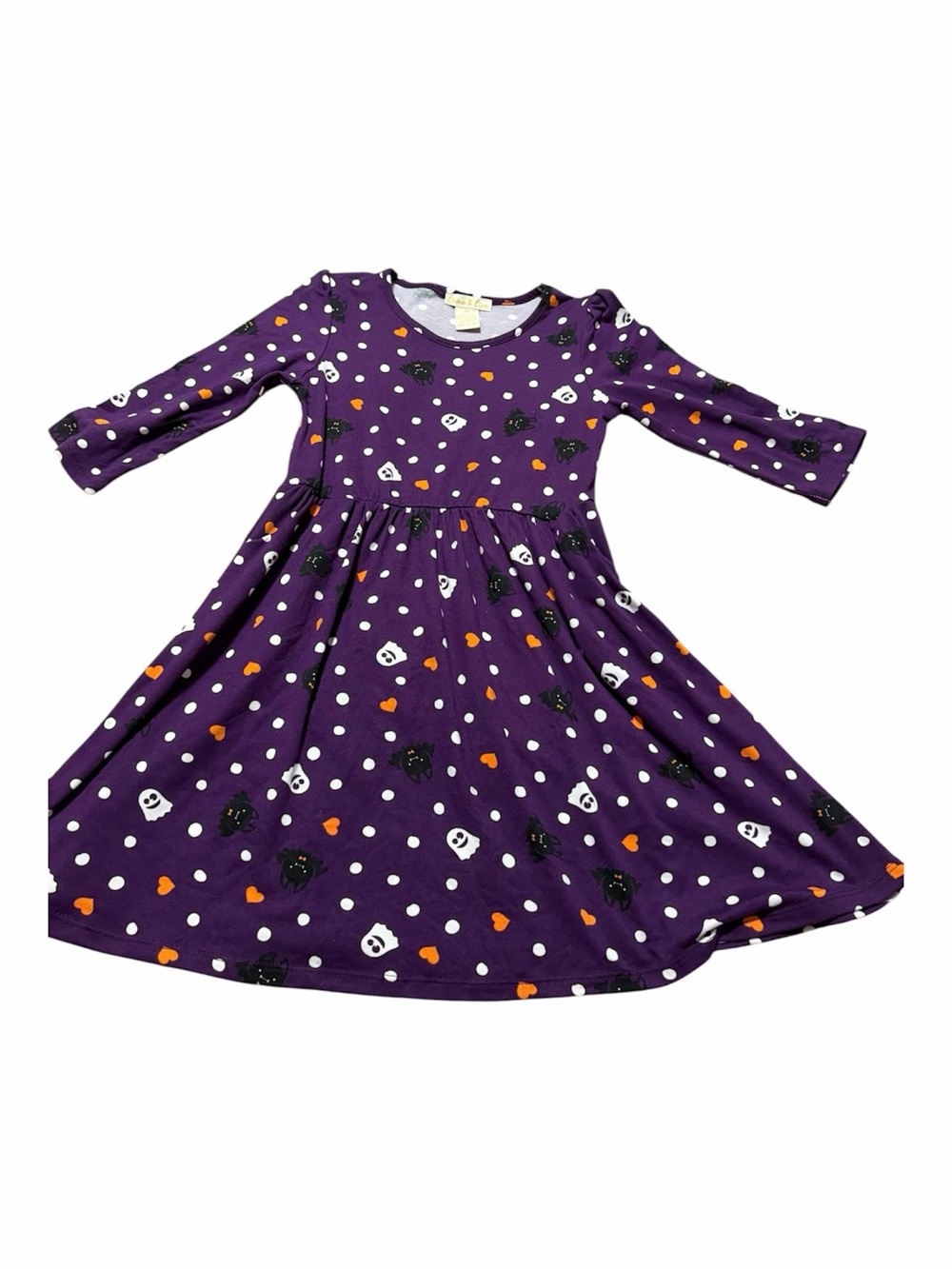 Precious Purple Halloween Polka Dot Skater Dress Boutique Brand Size 6 Ghost Bat
